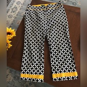 Nicaya Stylish Black and‎ White Capris with Yellow Accents